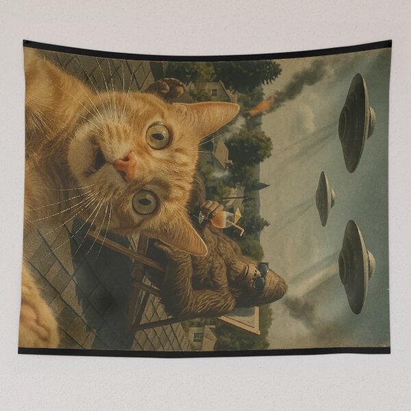 Item preview, Cat Selfie UFO Bigfoot Sasquatch designed and sold by TomFrontierArt.