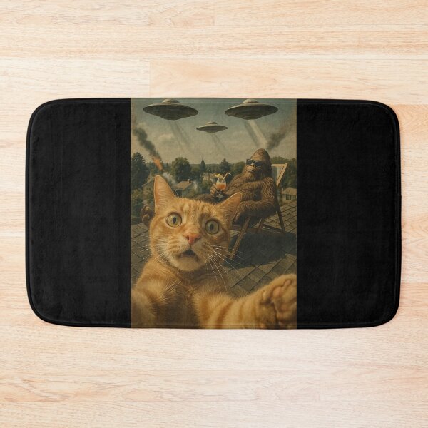 Item preview, Cat Selfie UFO Bigfoot Sasquatch designed and sold by TomFrontierArt.
