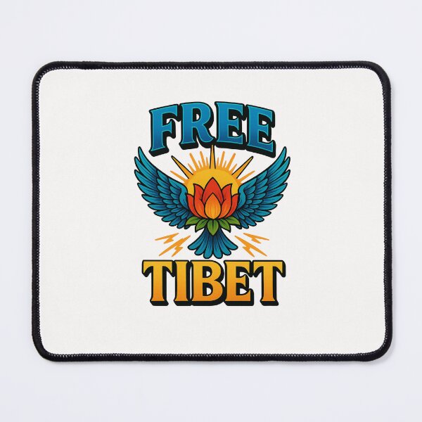 Item preview, Winged Lotus with Free Tibet Emblem designed and sold by Places On Earth.