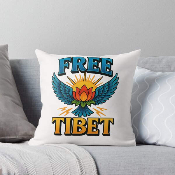 Item preview, Winged Lotus with Free Tibet Emblem designed and sold by Places On Earth.