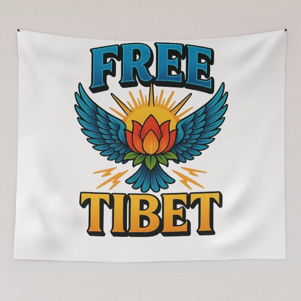 Item preview, Winged Lotus with Free Tibet Emblem designed and sold by Places On Earth.