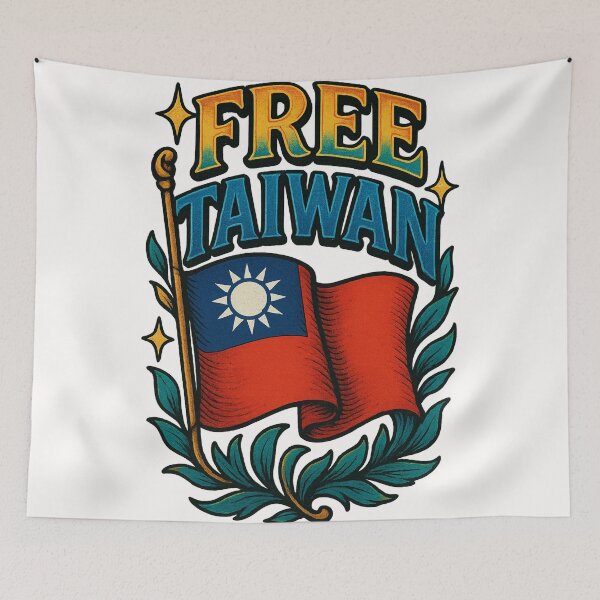 Item preview, Free Taiwan Bold Typography with National Flag and Laurel designed and sold by Places On Earth.