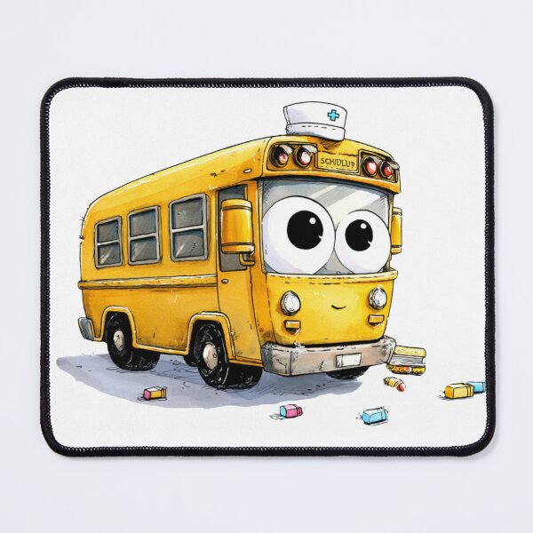 Item preview, School Nurse Squad – Cute Cartoon School Bus with Nurse Cap & School Health Design designed and sold by Giuggimade.