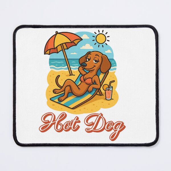 Item preview, Hot Dog - Funny Dachshund Relaxing at the Beach Illustration designed and sold by Vitanity.