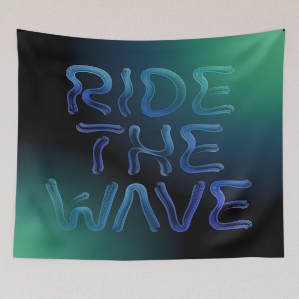 Item preview, Ride the Wave – Neon Fluid Typography with Ocean Vibes designed and sold by NenonoDesigner.