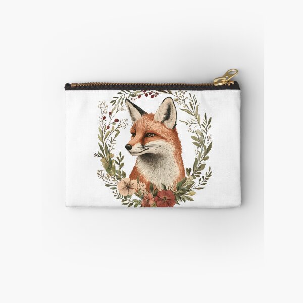 Item preview, Woodland Fox Portrait in Floral Wreath - Forest Animal Botanical Illustration Art Print designed and sold by Kollibri.