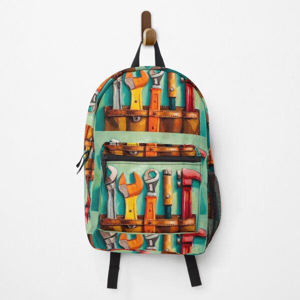 Item preview, Father's Day Tribute with Abstract Colorful Wrenches and Hammer in Leather Tool Holder on Textured Teal designed and sold by OlfactoART Studio.