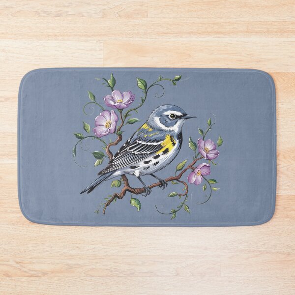Item preview, Yellow-Rumped Warbler Surrounded by Purple Wildflowers  designed and sold by BirdsnStuff.