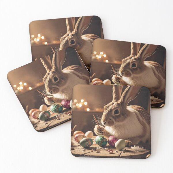 Item preview, Happy Easter - Easter bunny paints Easter eggs designed and sold by cglightNingART.