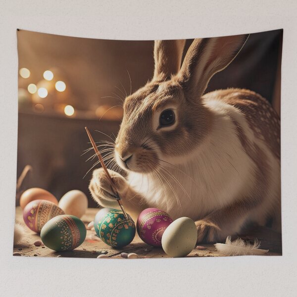 Item preview, Happy Easter - Easter bunny paints Easter eggs designed and sold by cglightNingART.