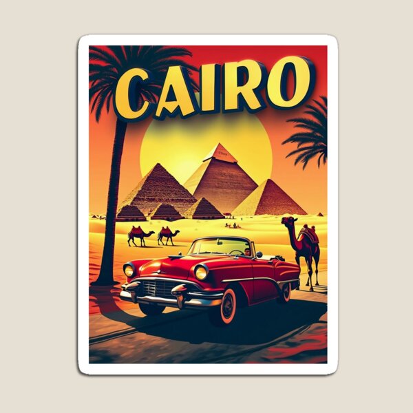 Artikelvorschau, Kairo Retro-Pop-Art | Farbenfrohe digitale Stadtlandschaft | Vintage-Reiseästhetik | Markante ägyptische Wandkunst | Urbanes Popkultur-Design entworfen und verkauft von PaintedPixels01.