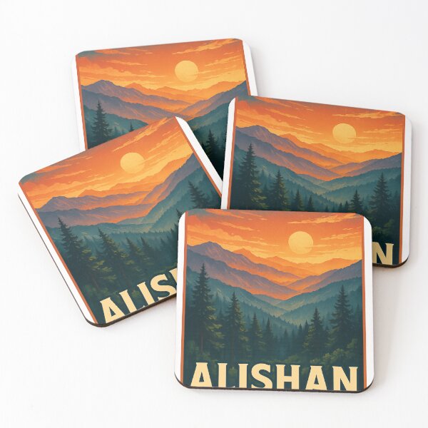 Item preview, Vintage Alishan Taiwan Sunset Scene with Mountain Silhouettes designed and sold by Places On Earth.