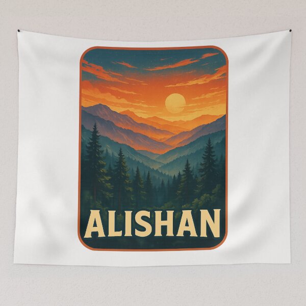 Item preview, Vintage Alishan Taiwan Sunset Scene with Mountain Silhouettes designed and sold by Places On Earth.