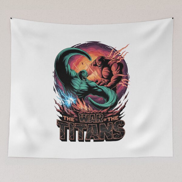 Item preview, The War of the Titans – Epic Monster Battle Clash Illustration designed and sold by Zanigold.