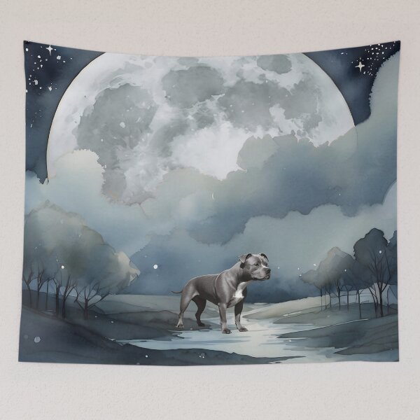 Item preview, Staffordshire Bull Terrier In The Moonlight designed and sold by NikkiBear67.