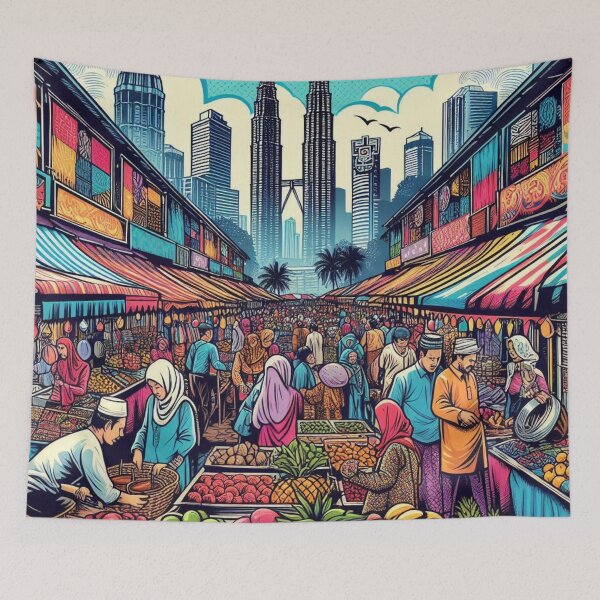 Item preview, Kuala Lumpur Traditional Market Design – Perfect for City Lovers, Malaysian Style, Travel Apparel, and Accessories designed and sold by knalpot-design.