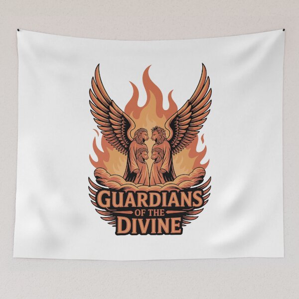 Item preview, Fiery Cherubim Guardians – Winged Lion-Faced Angels designed and sold by Zanigold.