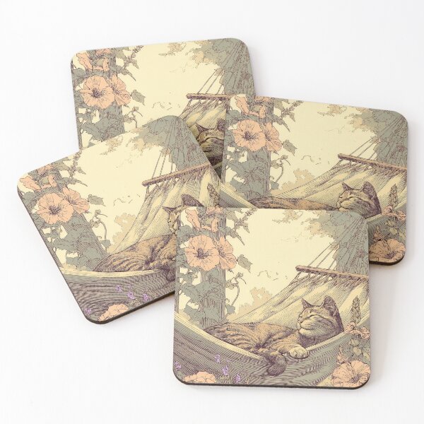 Item preview, Gato dormido en hamaca rodeado de flores designed and sold by TeeTribeWear.