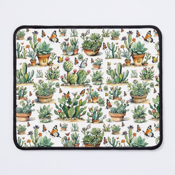 Item preview, Flowering Desert Cactus And Succulent Plants In Teracotta Potts With Butterflies designed and sold by CarrollGene.