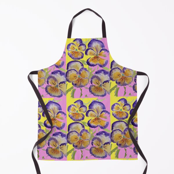 Item preview, Viola Watercolor Purple Floral Pattern on Yellow and Pink Art designed and sold by Sarah Rajkotwala.