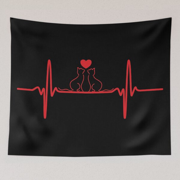 Item preview, Heartbeat Love – Cat Silhouette ECG Line designed and sold by FaeryNuff.