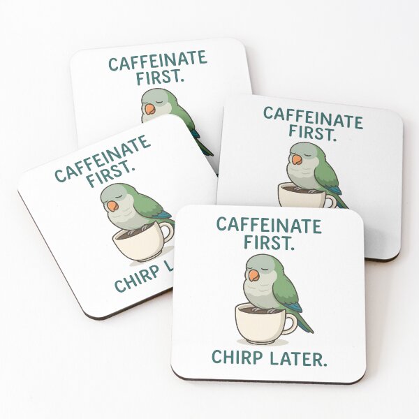 Item preview, Caffeinate First Chirp Later – Funny Quaker Parrot Coffee Lover Design designed and sold by saloui.