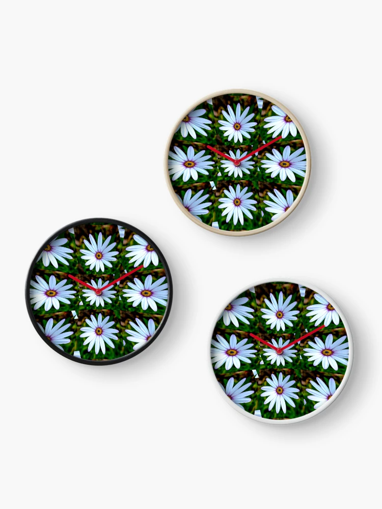 Thumbnail 3 of 4, Clock, White Daisy Pattern designed and sold by Patternflower.