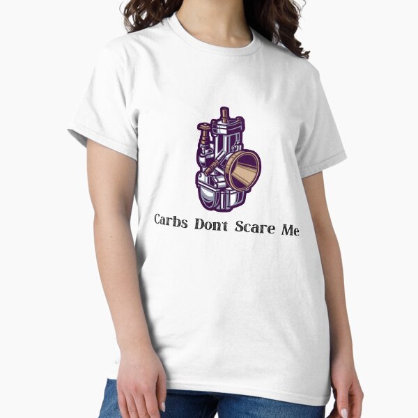 Item preview, Carbs Don’t Scare Me – Funny Car Mechanic Pun Design designed and sold by WyrdsEdge.