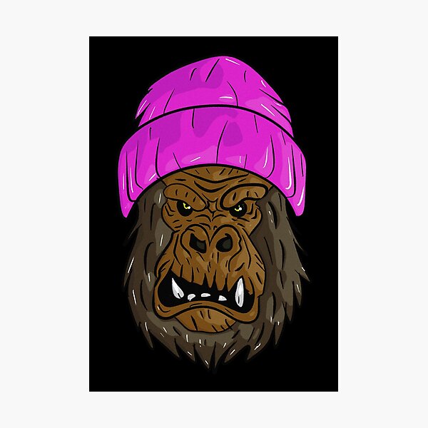 Item preview, Angry monkey with style and pink hat designed and sold by Joncasmiart.