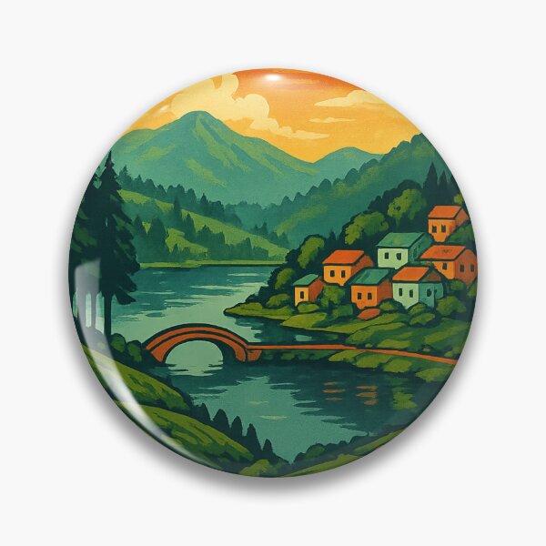 Item preview, Mirik India Sunset Landscape with Tea Gardens and River Bridge designed and sold by Places On Earth.