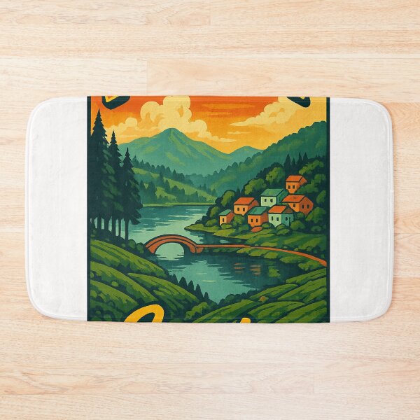 Item preview, Mirik India Sunset Landscape with Tea Gardens and River Bridge designed and sold by Places On Earth.