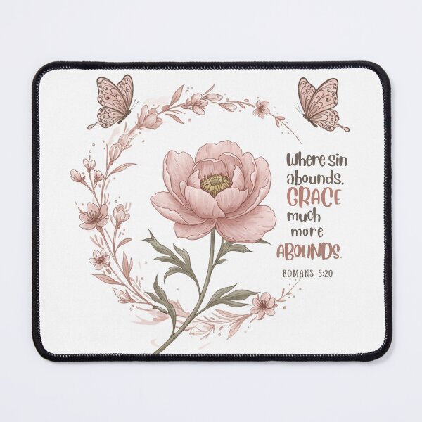 Item preview, Where Sin Abounds Grace Much More Abounds, Romans 5:20, Flowers and Butterflies Art designed and sold by Faithloveshop.