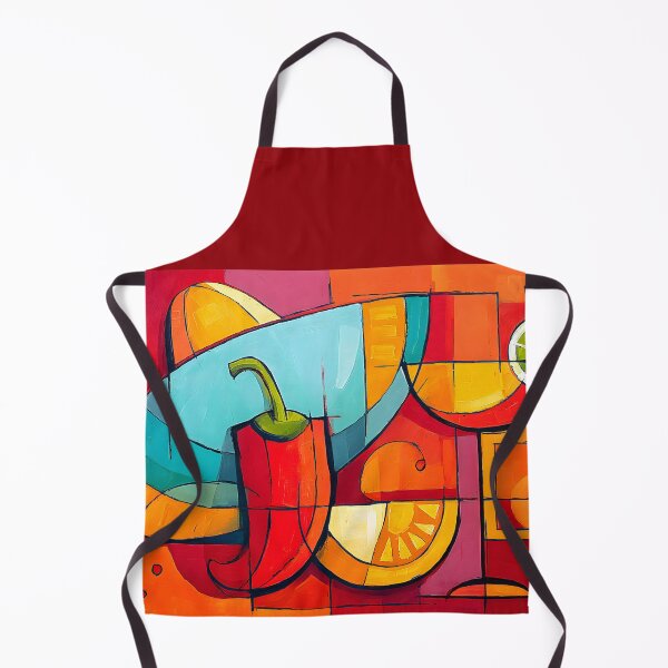 Item preview, Cinco de Mayo Celebration with Sombrero Chili Pepper Lemon and Cocktail in Bold Geometric Colors designed and sold by OlfactoART Studio.