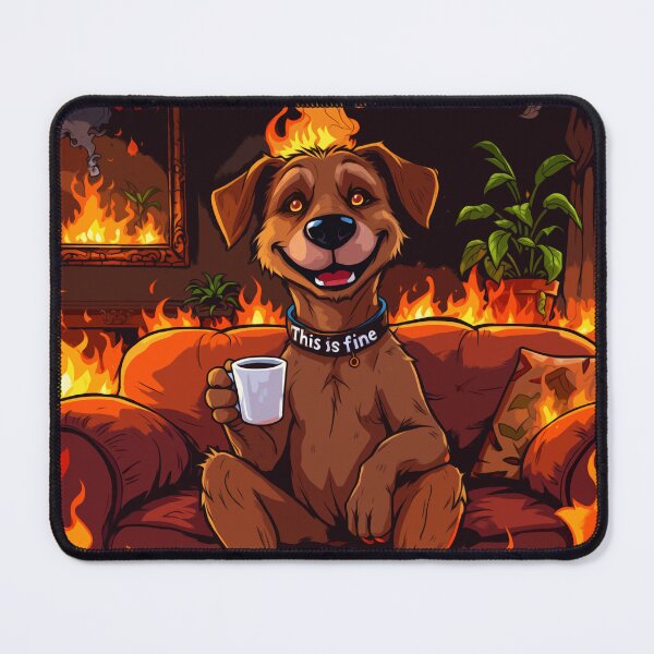 Item preview, Sarcastic dog sipping coffee while chaos burns designed and sold by Tong4130.