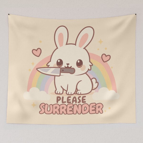 Item preview, Kawaii Bunny with Knife – Please Surrender designed and sold by myanko.