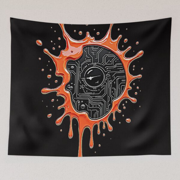 Item preview, Melting Circuit Skull – Neon Orange Techcore Cyberpunk Art designed and sold by Dark-Circuit-Haven.