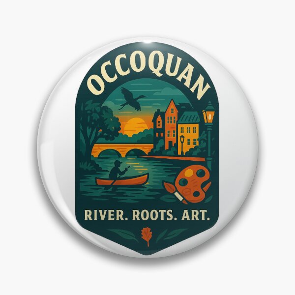 Item preview, Occoquan Virginia  – Bridge Arch Design with River, Canoe, Palette & Historic Art Vibes designed and sold by SixthSolArt.