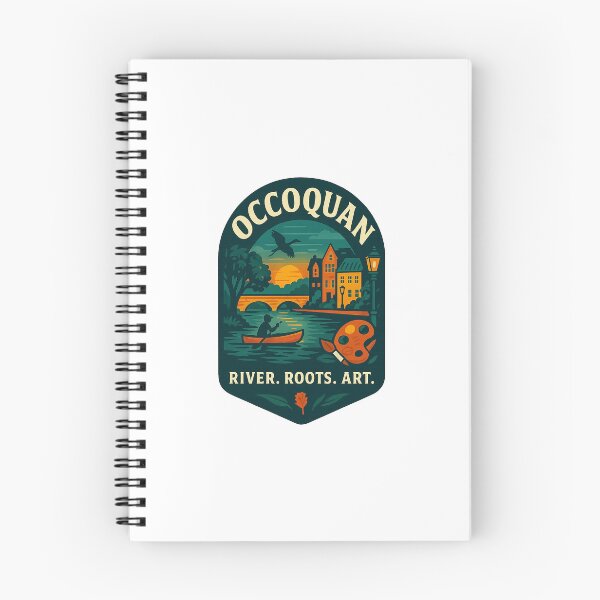 Item preview, Occoquan Virginia  – Bridge Arch Design with River, Canoe, Palette & Historic Art Vibes designed and sold by SixthSolArt.