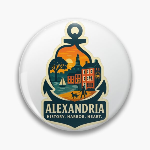 Item preview, Alexandria Virginia – Anchor Design with Historic Waterfront, Sailboat & Dog Walker designed and sold by SixthSolArt.