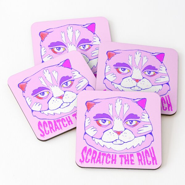 Item preview, scratch the rich pink cat  designed and sold by crestfallenmermaid.