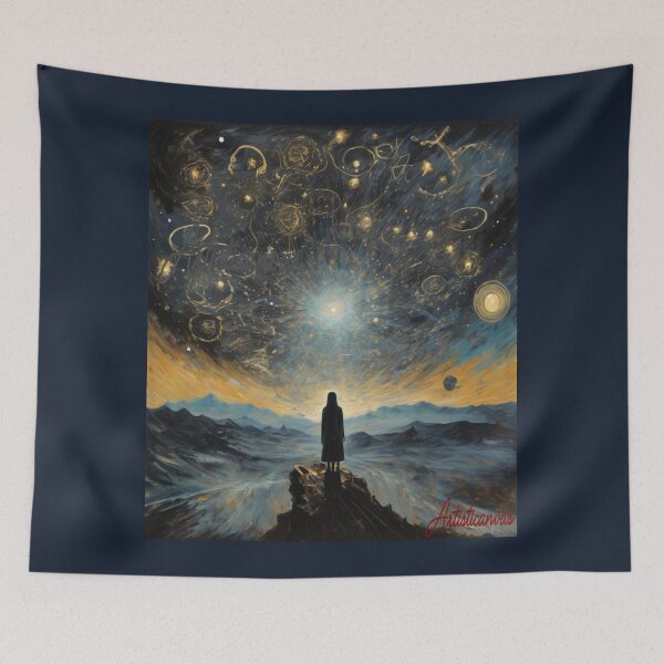 Item preview, "Cosmic Enigma: Mysterious Figure Amidst Exploding Star" designed and sold by Artisticanvas.