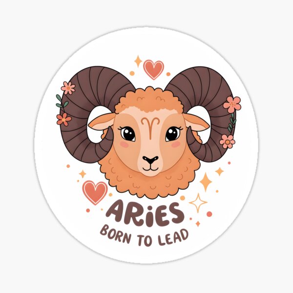 Artikel-Vorschau von Cute Aries Zodiac Ram "Born to Lead" Kawaii Astrology Illustration, designt und verkauft von Paintcil Box.