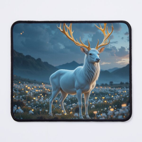 Item preview, majestic white stag with glowing antlers designed and sold by InezPhotography.