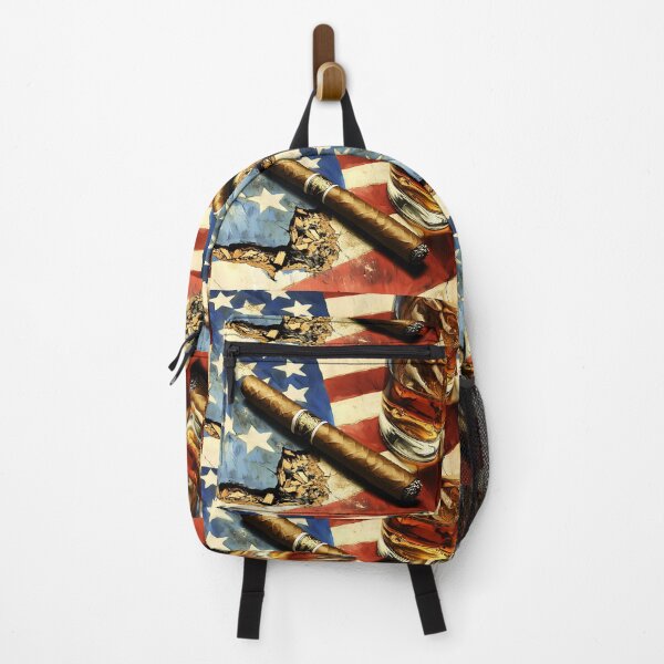 Item preview, Freedom with Flair: 4th of July Americana with Whiskey and Cigar on Rustic American Flag for a Bold Patriotic Tribute designed and sold by OlfactoART Studio.