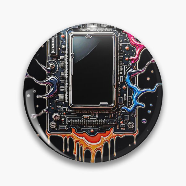 Artikelvorschau, Schmelzendes Motherboard – Neon Circuit Core Art für Techwear & Cyberpunk-Vibes entworfen und verkauft von Dark-Circuit-Haven.