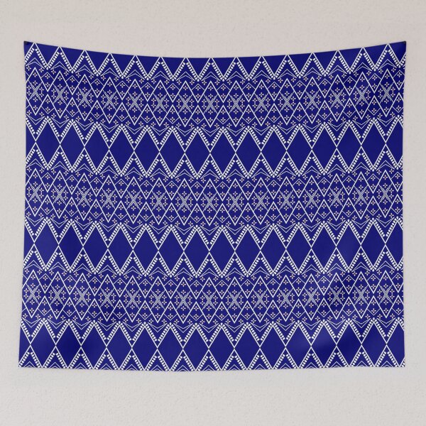 Item preview, Blue Ikat Pattern with Square Motifs designed and sold by ThawanTarnnoy.