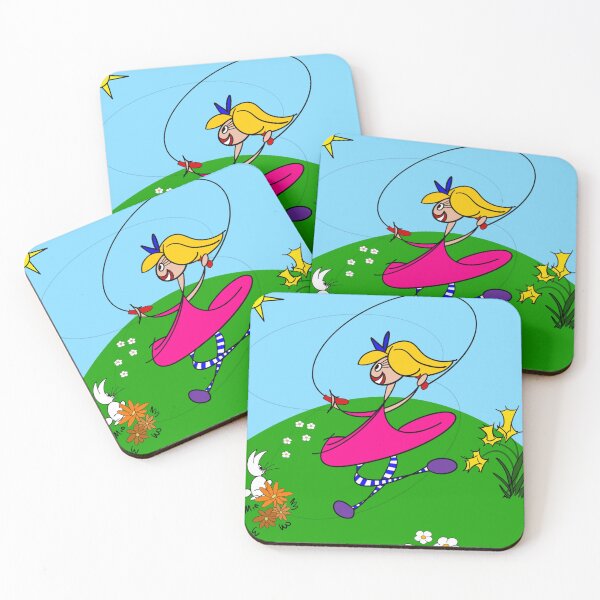 Item preview, Green Hills Girls – Skipping - Whimsical Printable Wall Art for Kids | Nursery & Bedroom Decor designed and sold by hebustyle.