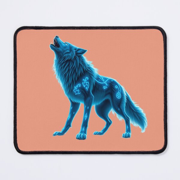 Item preview, Cyber Howl: Glowing Blue Wolf Spirit designed and sold by gtrock.