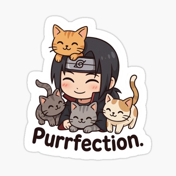 Artikel-Vorschau von Itachi liebt Katzen – Purrfection Chibi Design, designt und verkauft von ColorSplash123.