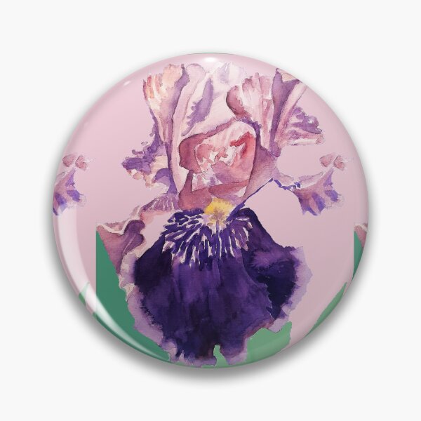 Item preview, Iris Flower Watercolor Painting - Glorious Purple on Baby Pinkb Art designed and sold by Sarah  Rajkotwala.